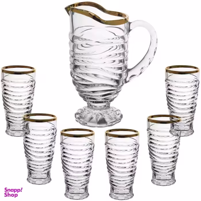 ست پارچ و لیوان 7 پارچه مدل بامبو لب طلایی