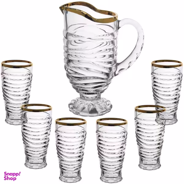 ست پارچ و لیوان 7 پارچه مدل بامبو لب طلایی