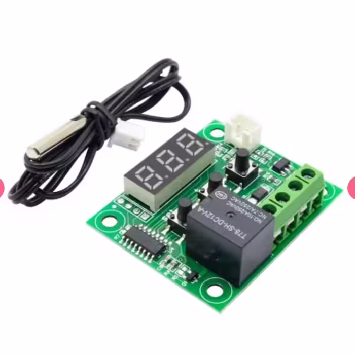 ماژول ترموستات دیجیتال XH-W1209 دارای نمایشگر و کلیدهای کنترلی
ترموستات جوجه کشی قریشی