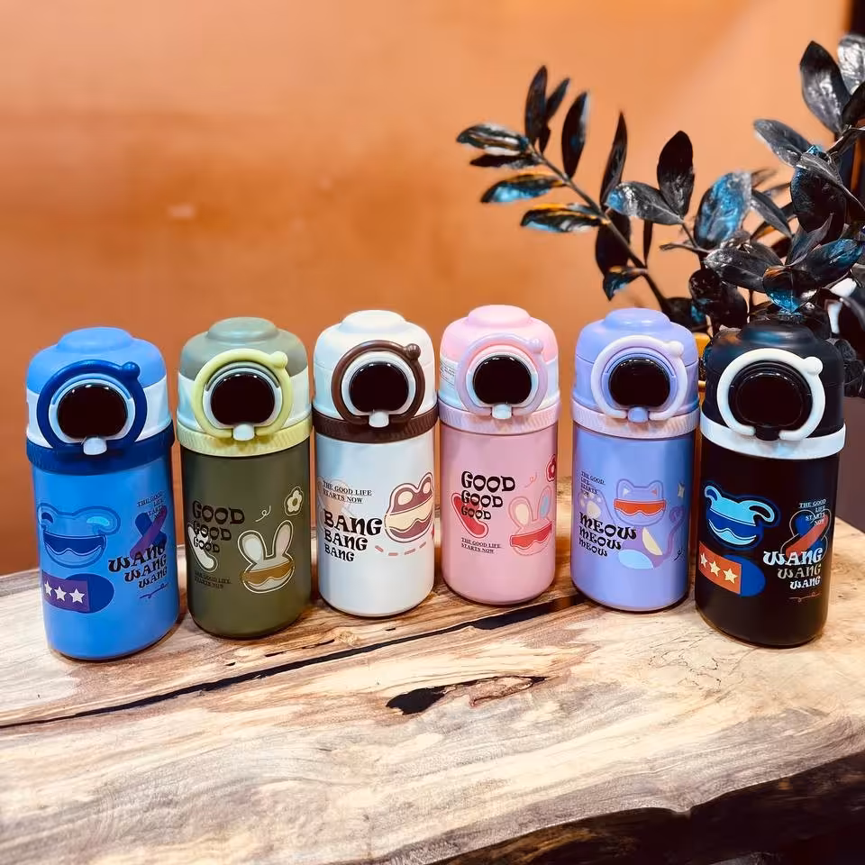 تراول ماگ کودک خرس درجه دار  نی دار دسته دار