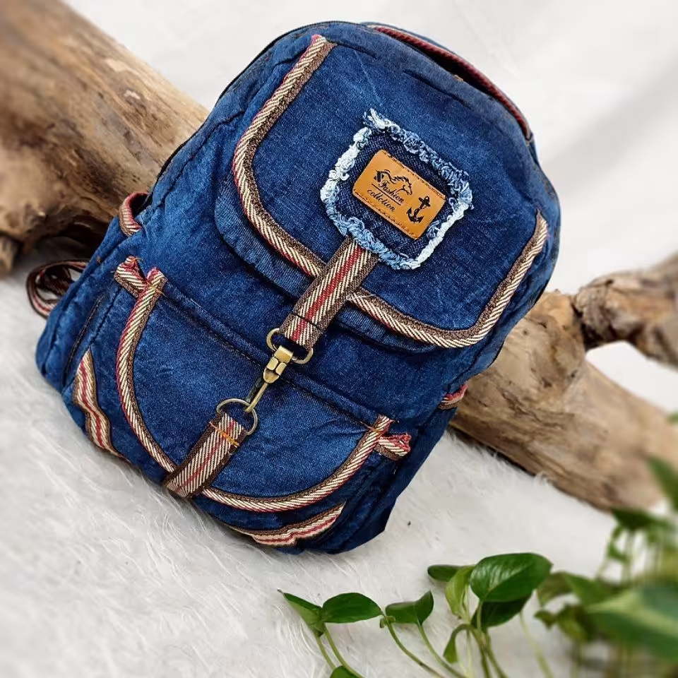 شناسه 74952کوله پشتی جین مدل آسمان  کیفیت عالی جنس جین