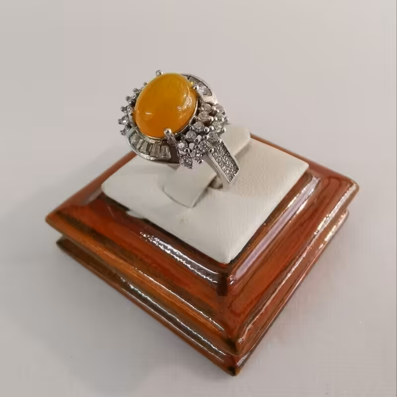 84-انگشتر نقره با سنگ عقیق زرد به همراه دعای شرف الشمس کد 1-w5.89