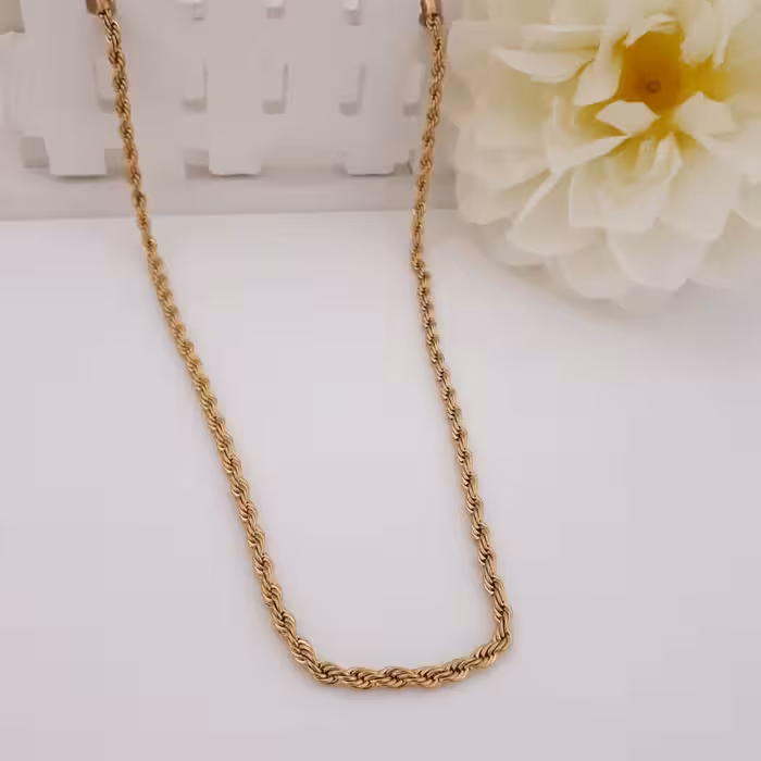 زنجیر طنابی کد7662 طرح طلا. استاینلس استیل. با آبکاری طلا. ضد حساسیت. رنگ ثابت