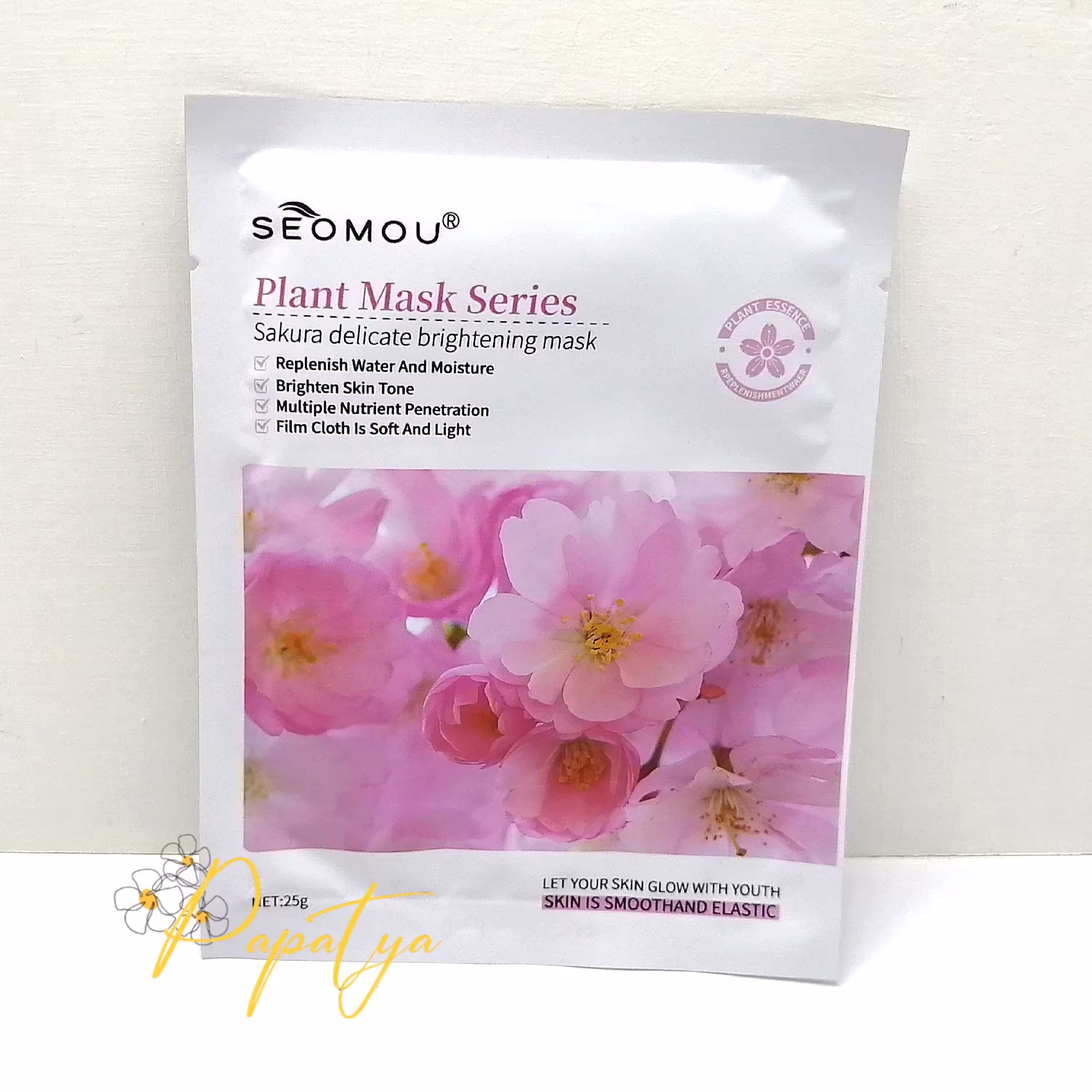 ماسک ورقه ای شکوفه گیلاس سومو مناسب پوست  مختلف ماسک نقابی روشن کننده صورت حجم25 میل انقضا 2025 تک به قیمت عمده