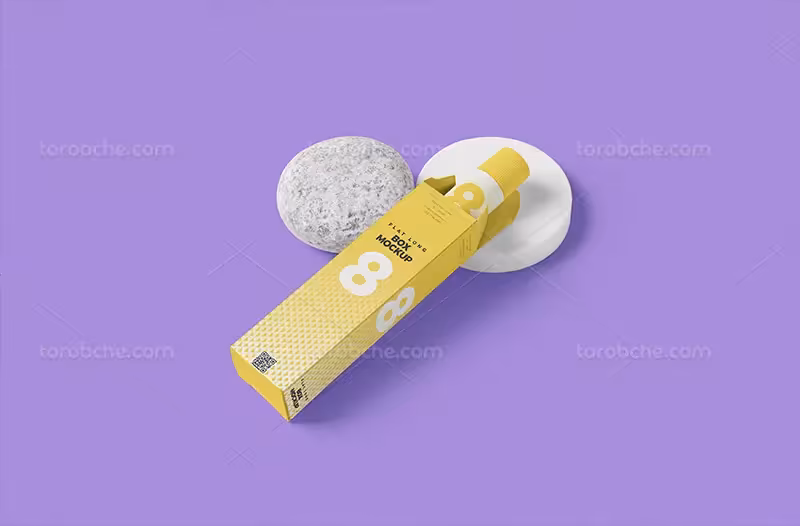 موکاپ لایه باز بسته بندی تیوپی با جعبه | گرافیک با طعم تربچه