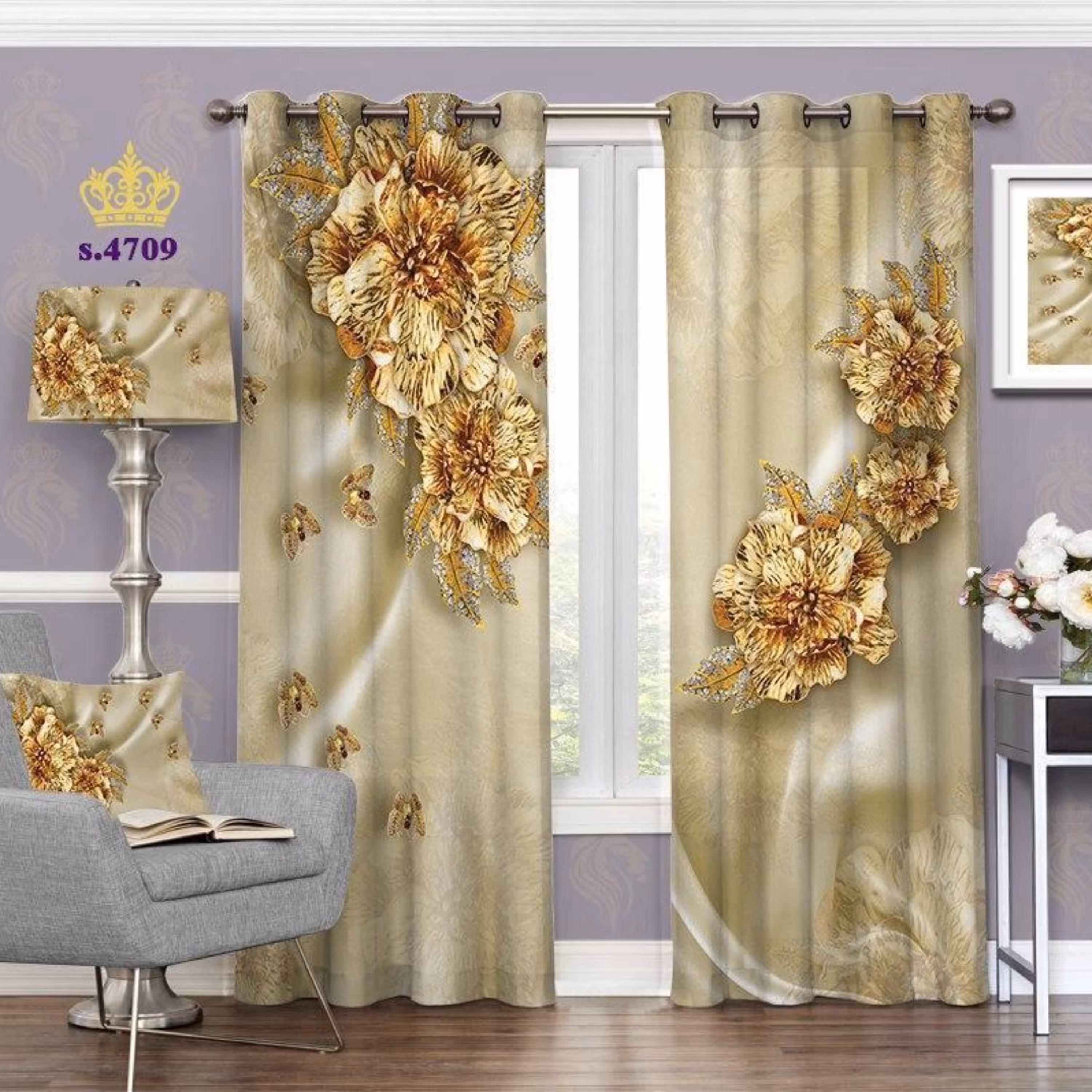 پرده تصویری طرح سه بعدی جنس مخمل درجه یک - کد 4709