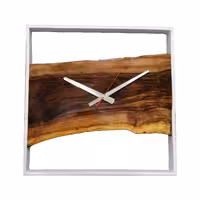 ساعت دیواری دست ساز مربع چوب گردو کد s09