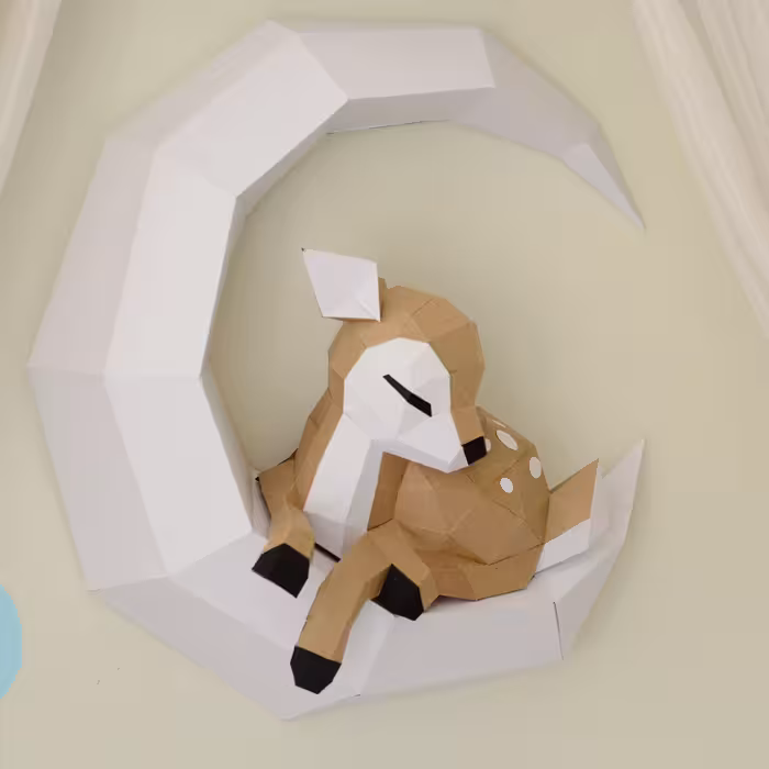 پازل و کاردستی مقوایی سه بعدی ماه و آهوخانوم