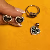 نیم ست جواهر نقره  صدف آبالون