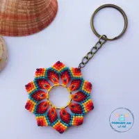 جاکلیدی طرح گل پری 9 پر (رنگبندی نارنجی) محصول کاملا دستساز تیم گوزن آبی