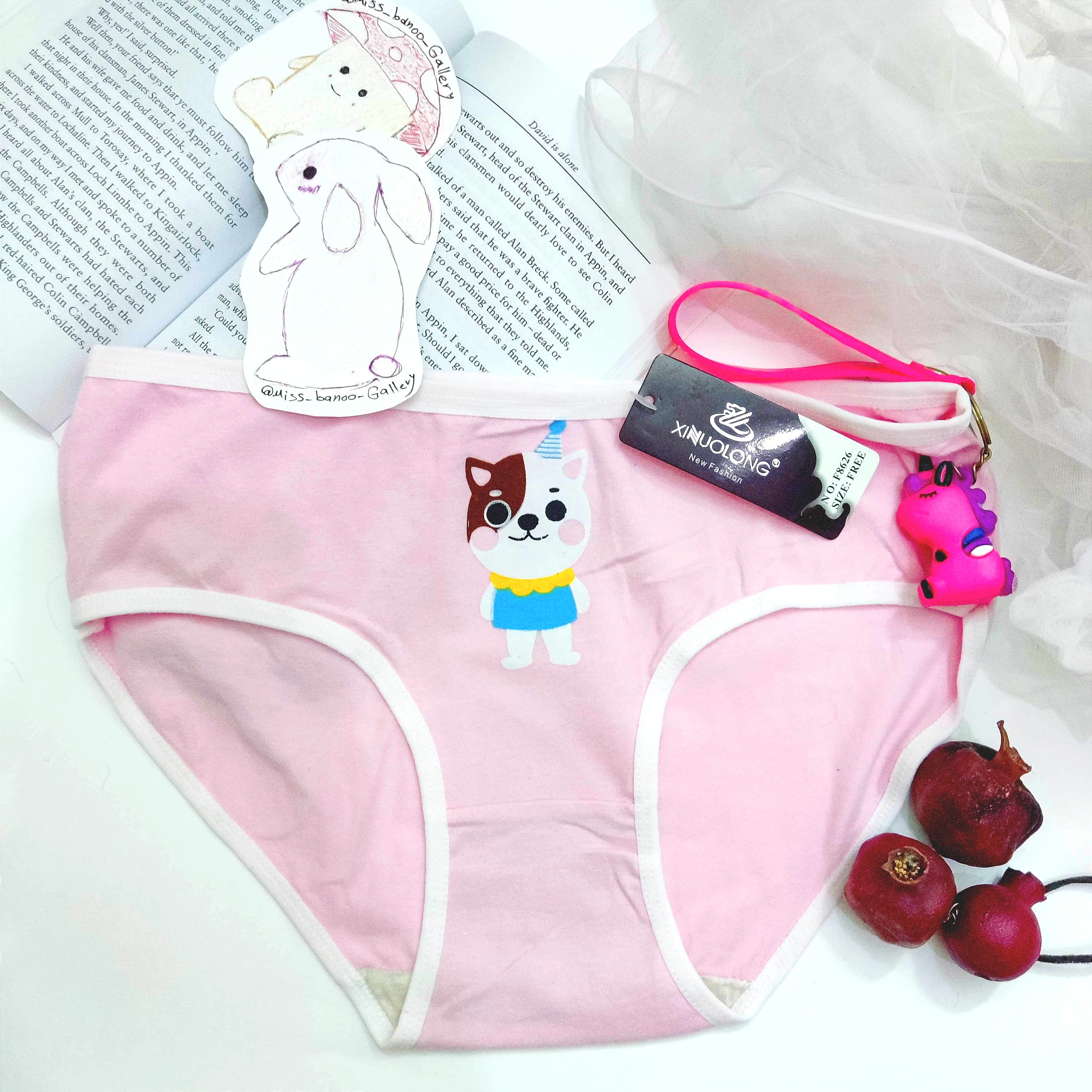 شورت صورتی طرح هاپوی دوستداشتنی، پنبه ای، فری سایز تا 42، با هر خرید یک بوک مارک هدیه بگیرید