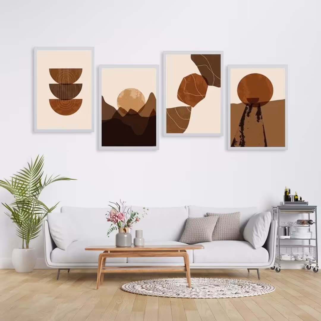 تابلو دکوراتیو 4 تیکه طرح فانتزی تم قهوه ای