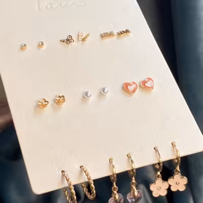 پک گوشواره میخی دخترانه ضد حساسیت اکسسوری دخترانه برای کادو تولد