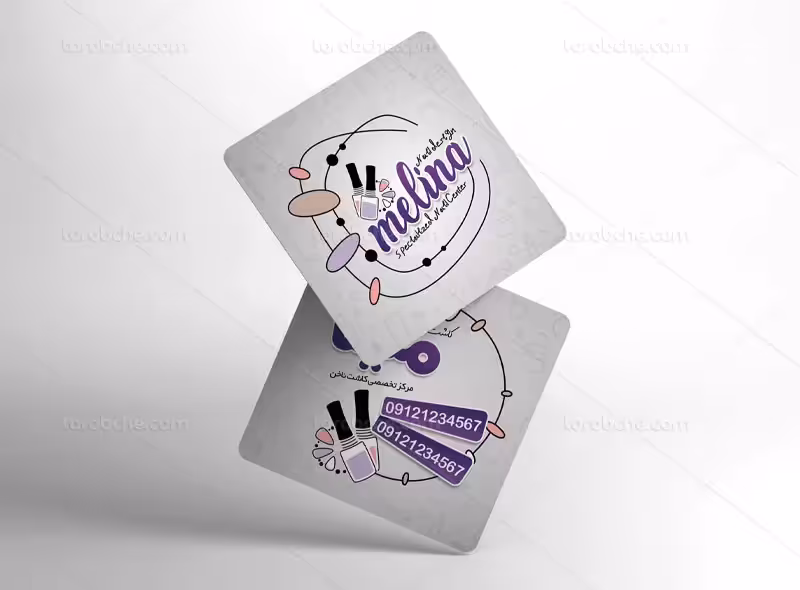 کارت ویزیت کاشت ناخن مربع | گرافیک با طعم تربچه