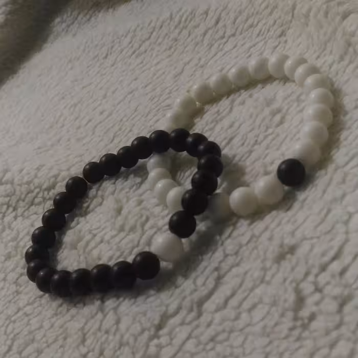 ست دستبند اونیکس سیاه سفید مات