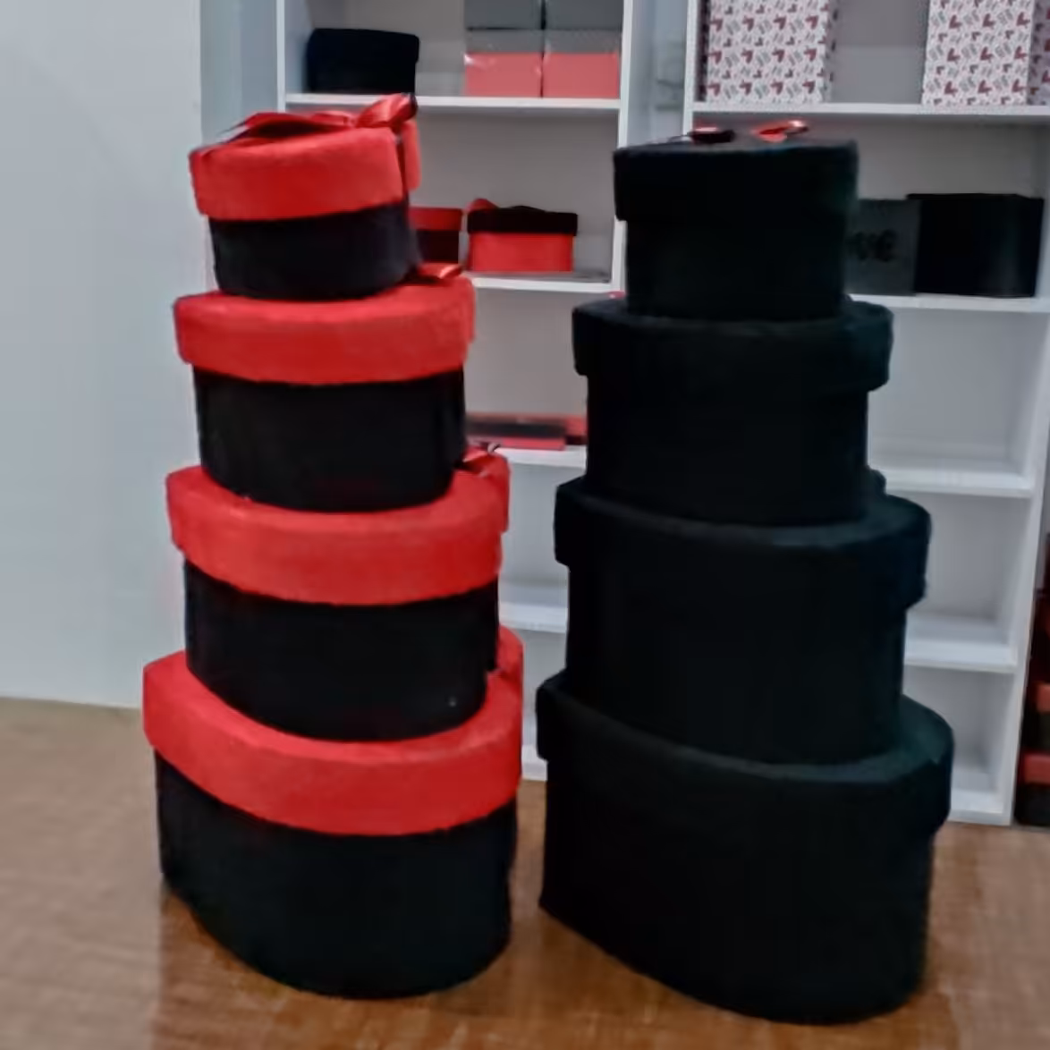 پک 4 تایی جعبه هارد باکس قلبی با روکش مخمل در 4 سایز