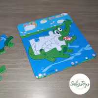 پازل 9 قطعه همراه با رنگ آمیزی طرح تمساح