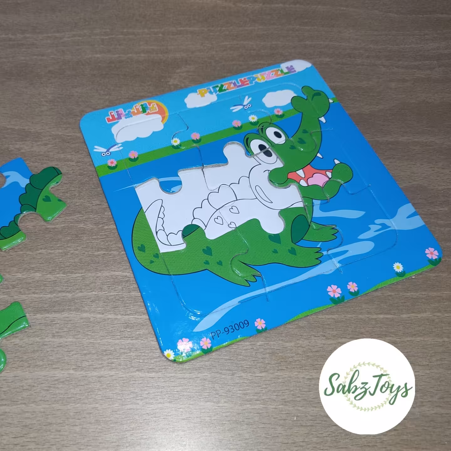 پازل 9 قطعه همراه با رنگ آمیزی طرح تمساح