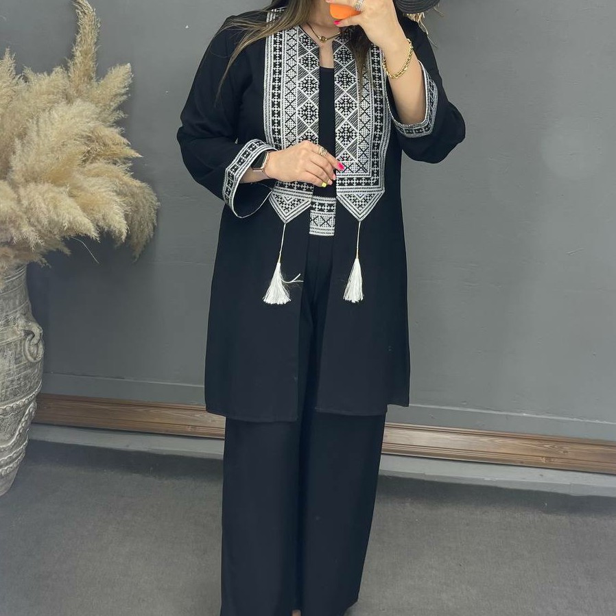 مانتو و شلوار زنانه و دخترانه سنتی جنس ابر و بادی فری سایز
