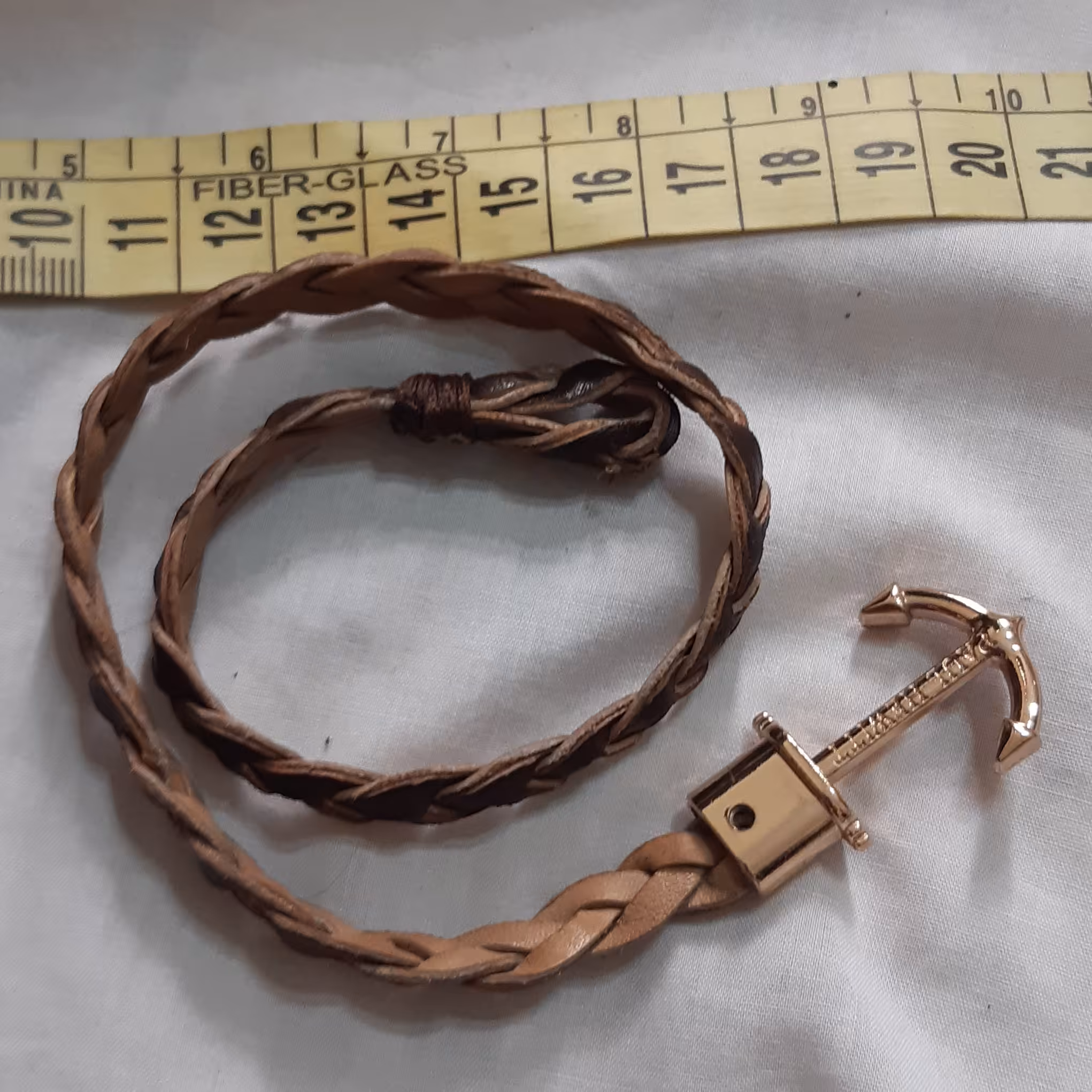 دستبنددوپیچ لنگرچرم طبیعی کاردست(طلایی)(زردقلم)