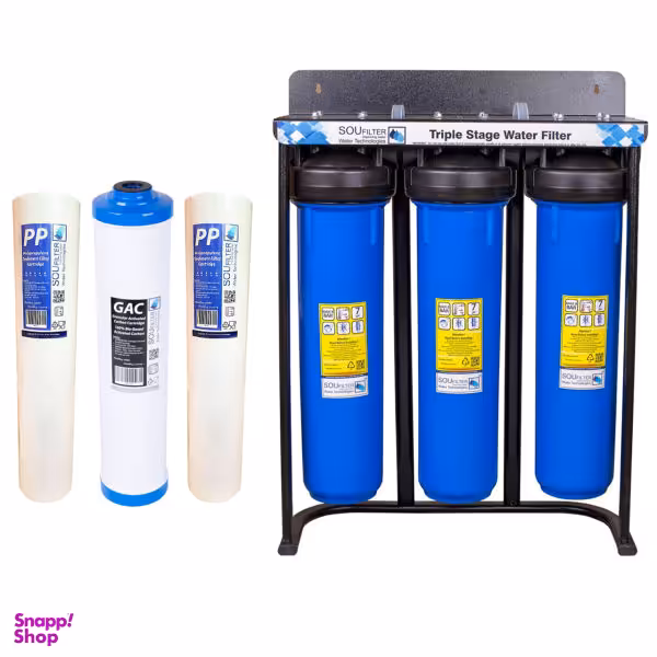 پیش فیلتراسیون سوفیلتر (Sou Filter) مدل 3 مرحله جامبو به همراه فیلتر کد J3 مجموعه 4 عددی