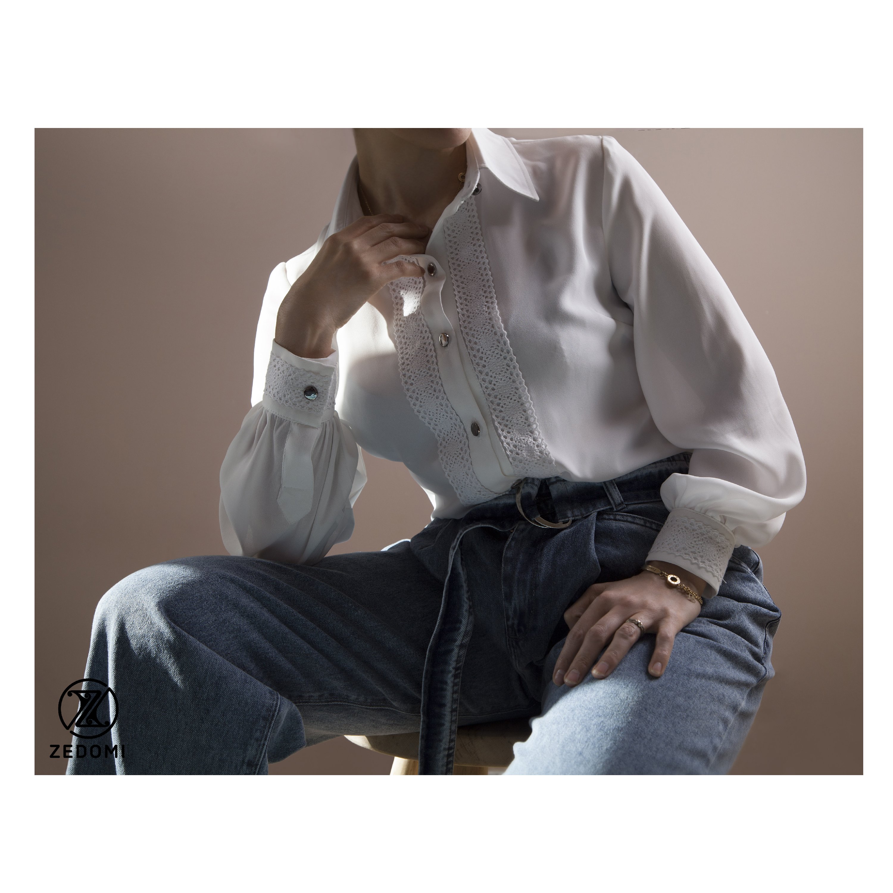 شومیز یقه مردانه بسیار ظریف کد 10001