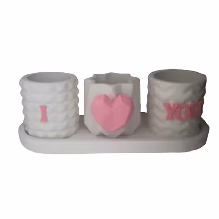 ست جامدادی رومیزی بتنی طرح I love you مدل s3