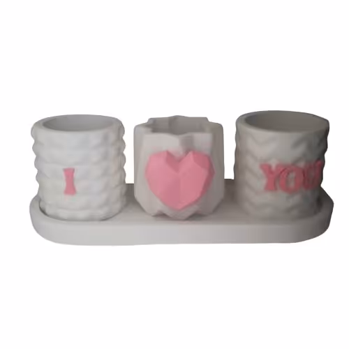 ست جامدادی رومیزی بتنی طرح I love you مدل s3