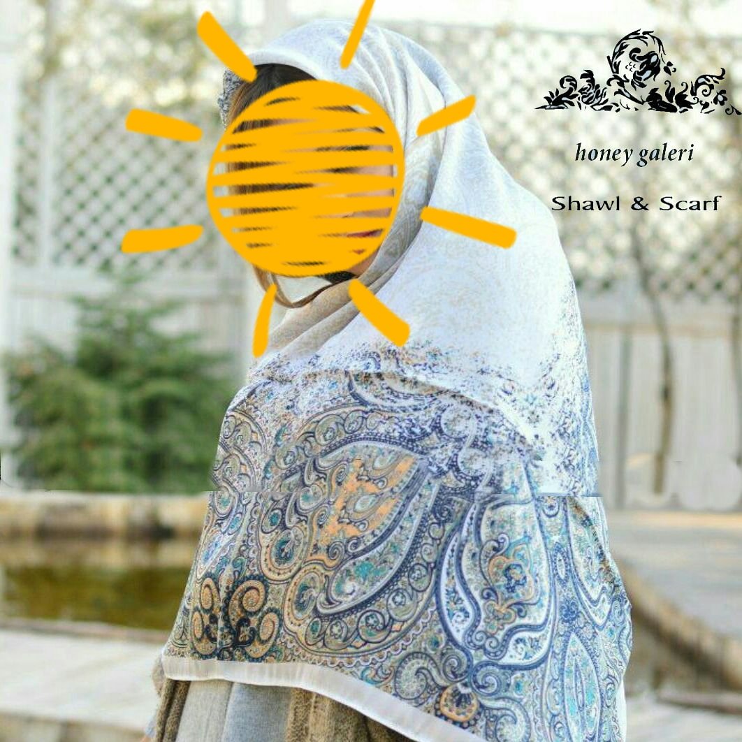 روسری ساتن دور چرخ دوزی زیبا