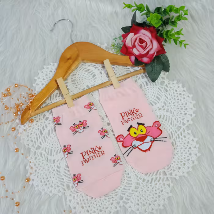 جوراب مچی تا به تا پلنگ صورتی نخ پنبه 36تا42