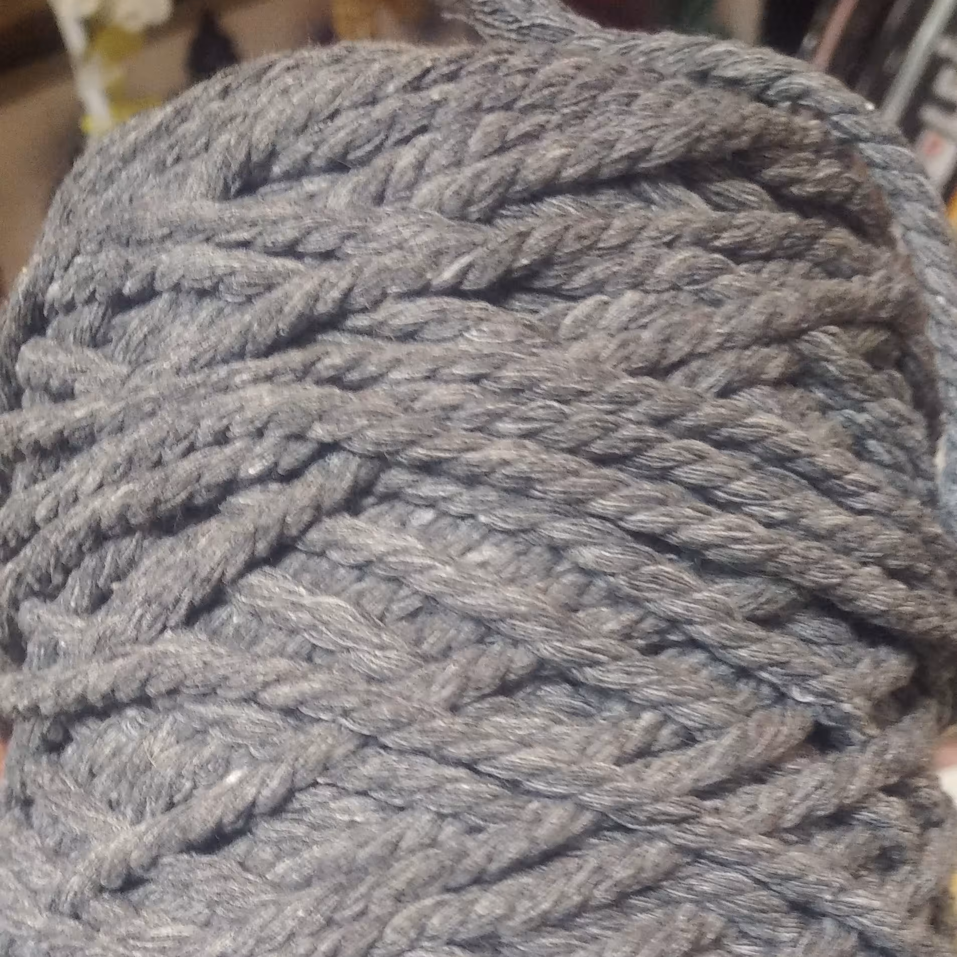 قیطان مکرومه پنبه ای تابیده طوسی پررنگ 100 گرم