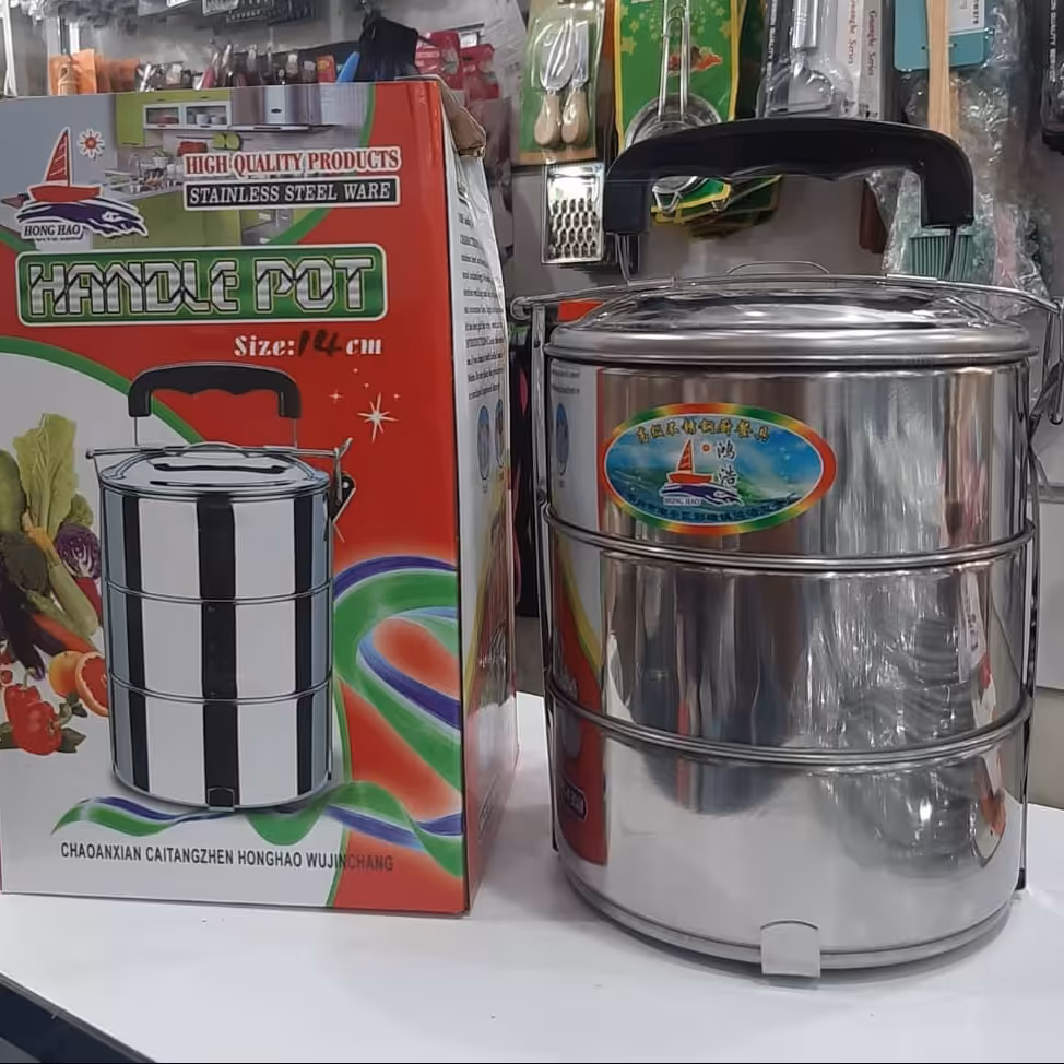 ظرف غذا مدل Handle pot چهار طبقه استیل ضد زنگ