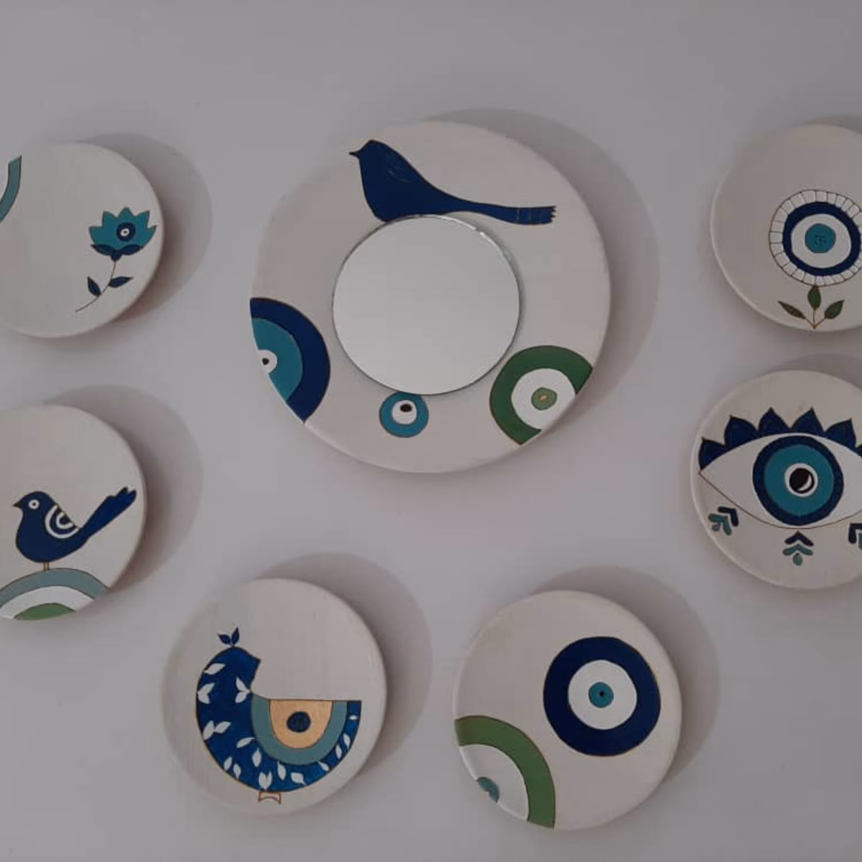 هفت سین سفالی ویترای طرح چشم نظر 7 تیکه