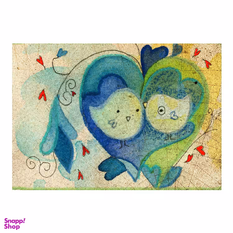 مگنت طرح پرنده‌‌های عاشق آبرنگی کد AB سایز 10×7 سانتی متر