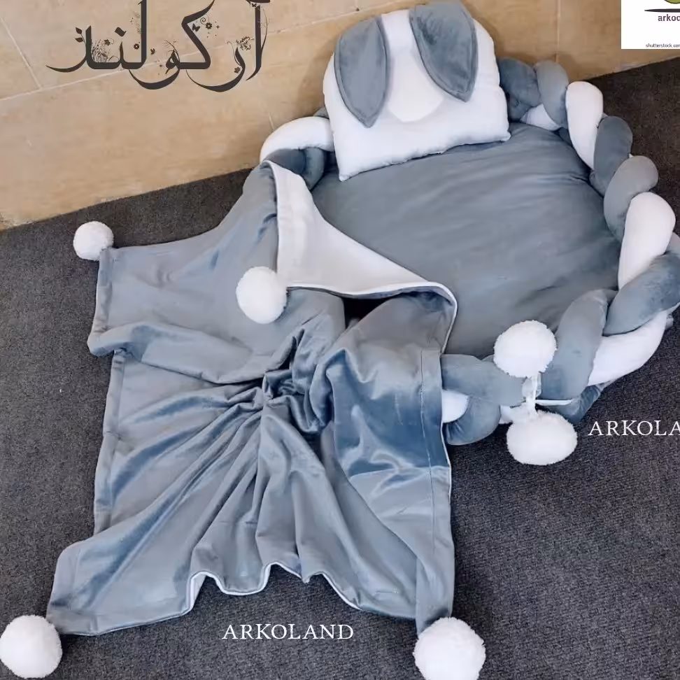 تشک گارد دار طرح گیس بافت با پتو پوم پوم