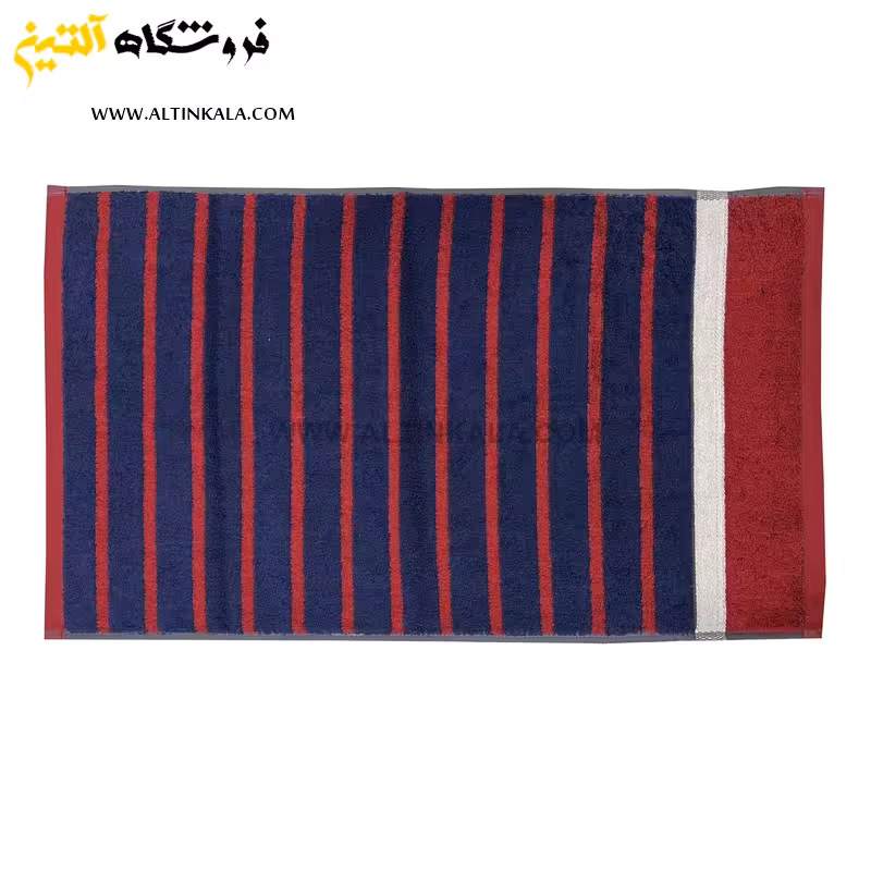 حوله دستی برق لامع مدل فرانسه راه راه زرشکی 40×80