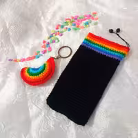 ست جاکلیدی و کیف موبایل طرح رنگین کمونی