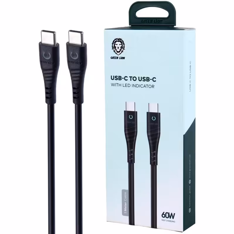 کابل شارژ USB-C TO USB-C، گرین لاین چراغ LED