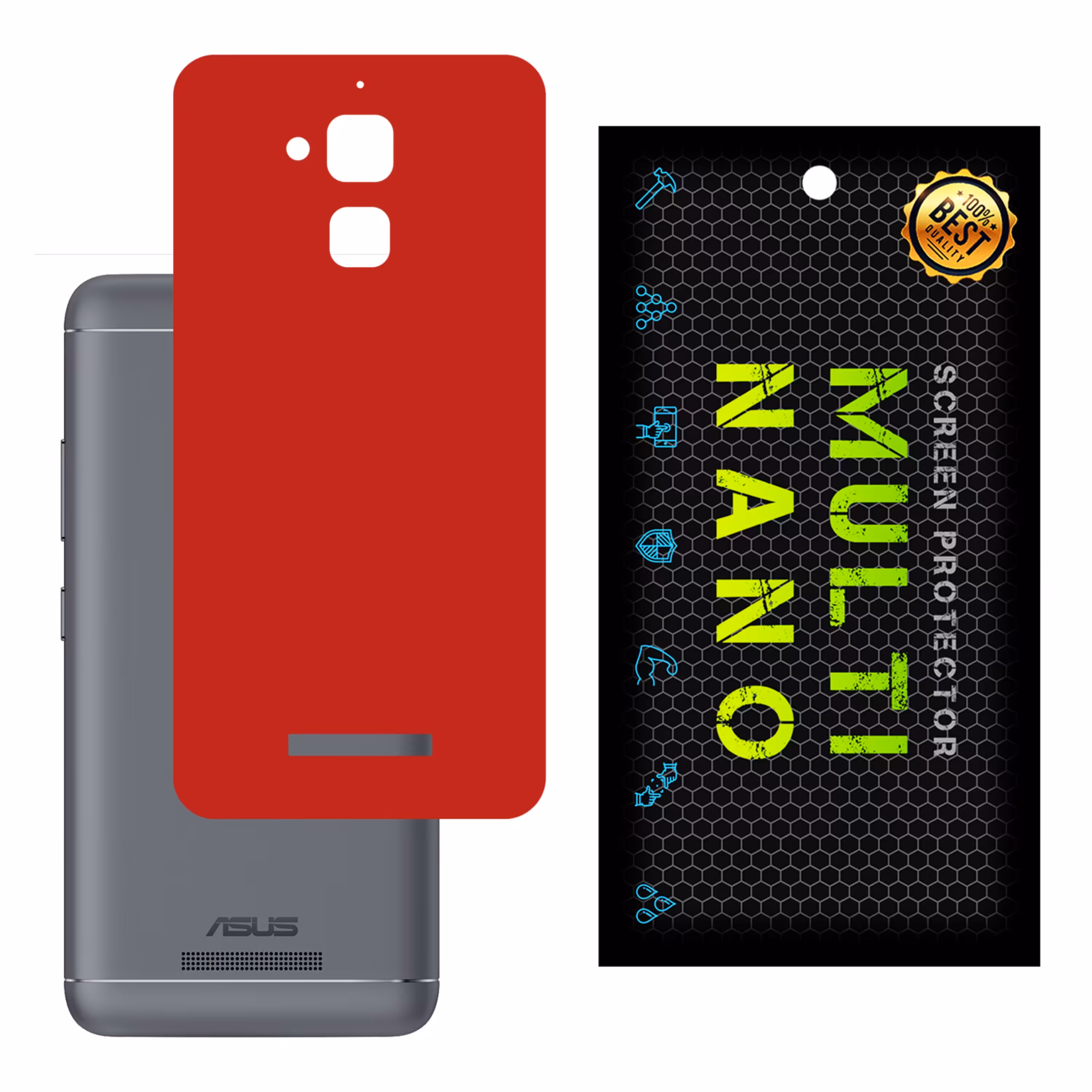 برچسب پوششی MultiNano مدل X-F1M-Red برای پشت موبایل ایسوس Zenfone 3 Max - 5.5