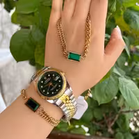 ست ساعت و دستبند استیل رولکس