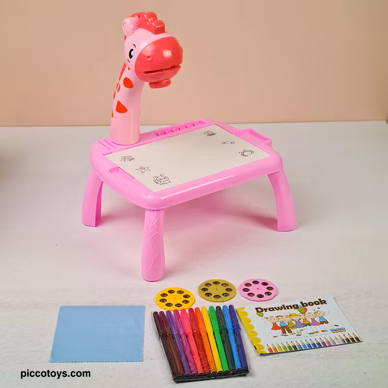 میز پروژکتور نقاشی طرح زرافه صورتی کد P/20221/SU