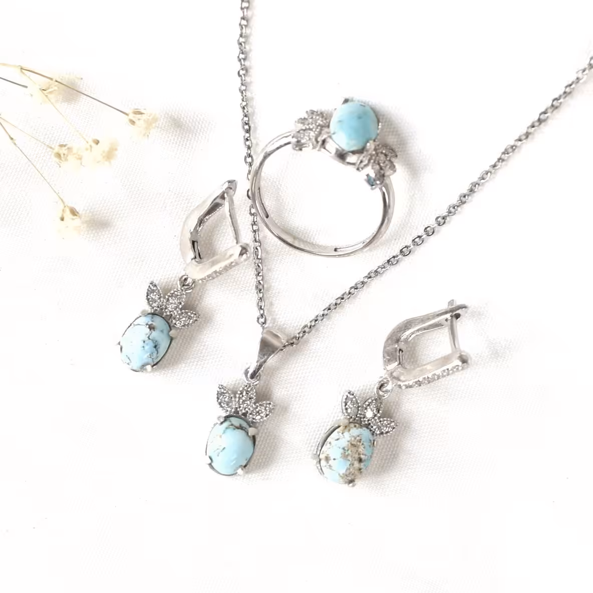 سرویس برگ با سنگ فیروزه نیشابور کد 10162