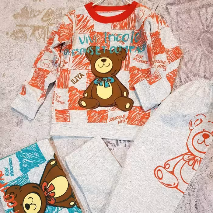 ست بلوز و شلوار اسپرت پسرانه و دخترانه، چاپ تدی، ست خواهر و برادری، سایز 40 و 45 مناسب 1.5 تا 4 سال، با قیمت باورنکردنی