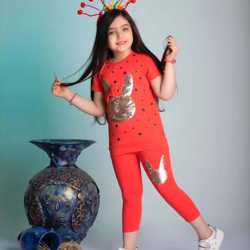 تیشرت شلوارک خرگوش پولکی(اتمام موجودی)