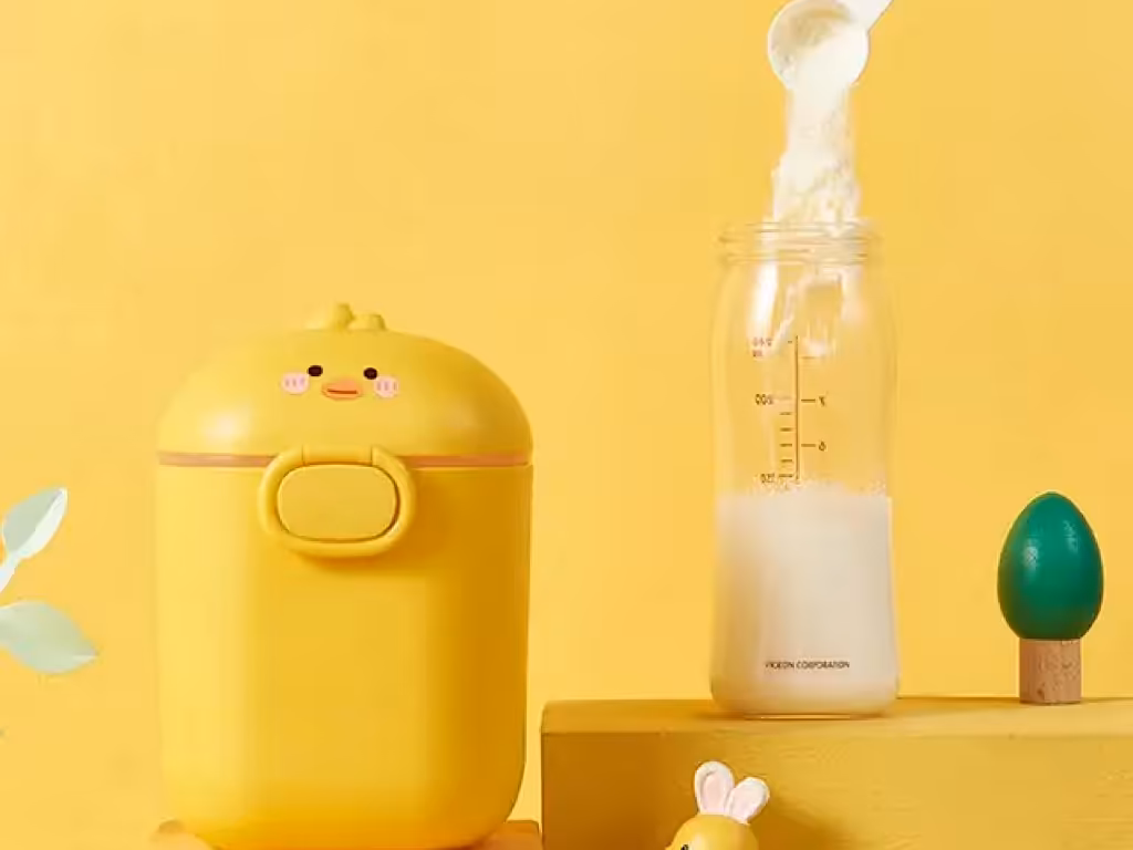 ظرف و انبار ذخیره شیر خشک  طرح جوجه پیمانه دار نوزادی و انبار غذای کودک سایز بزرگ