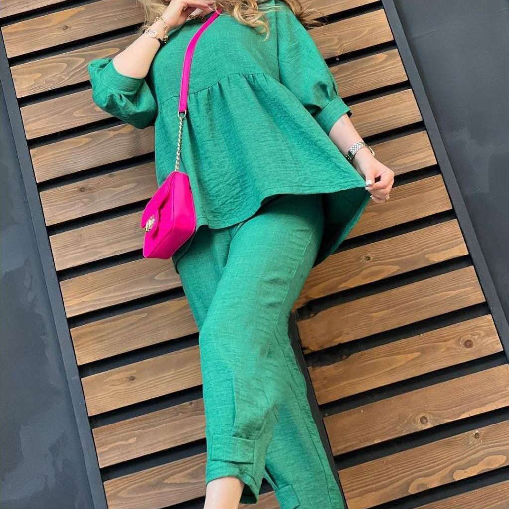 ست مانتو شلوار ابروبادی گرم بالا در رنگبندی عالی و دوخت مزونی