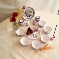 هفت سین  سرامیکی کاملا نقاشی دست ورنگ شده با رنگ اکریلیک  دست سازه های مینو    هزینه ارسال کالا بصورت پس کرایه