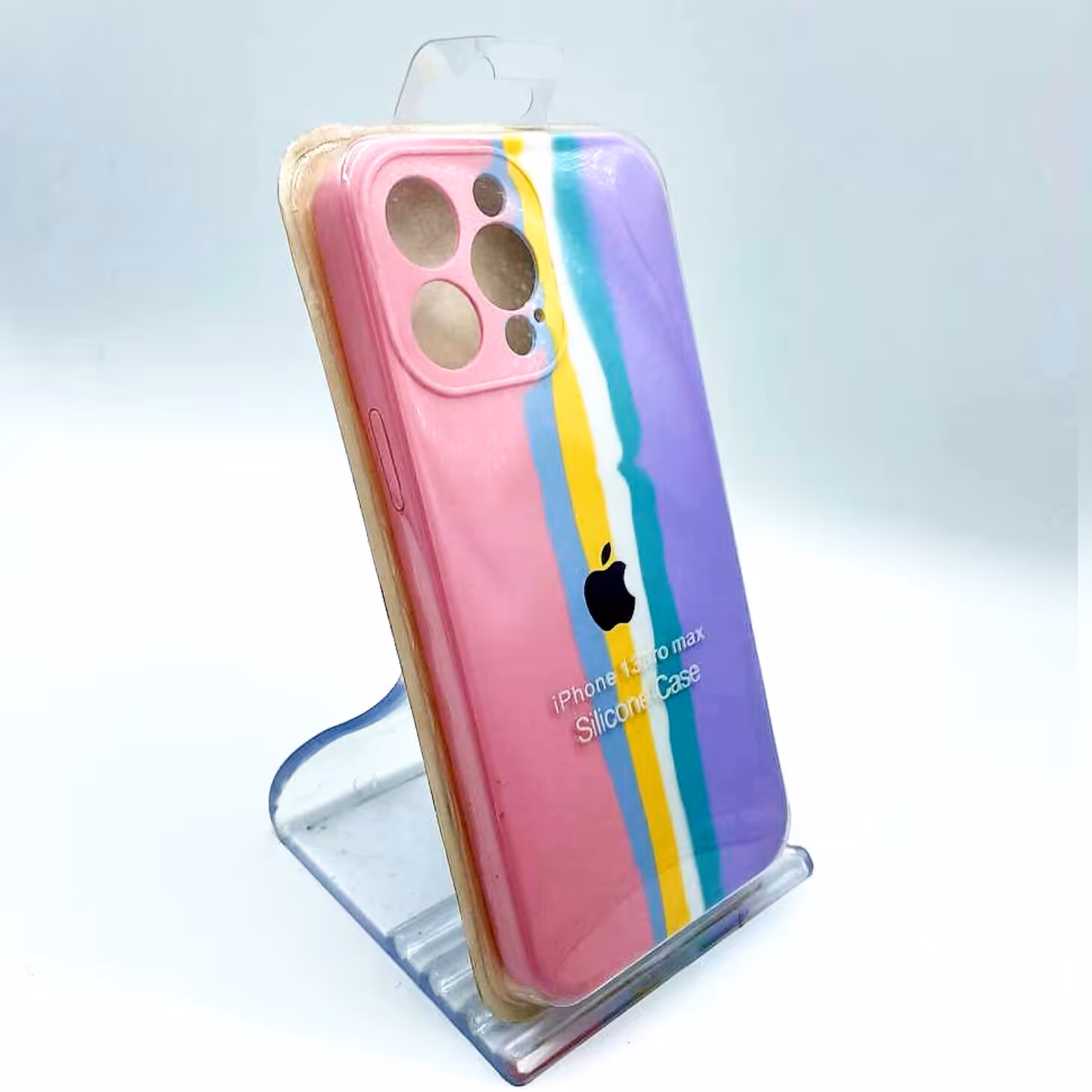 قاب گوشی گاردگوشی موبایل آیفون13پرومکس سیلیکونی اورجینال رنگین کمانی رنگ نمونه2