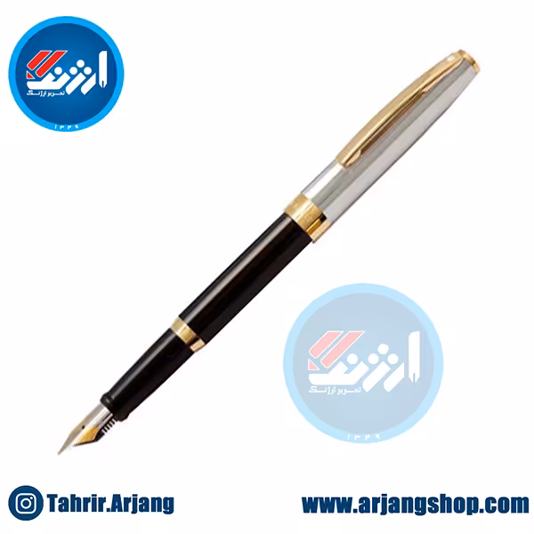خودنویس شیفر مدل Sagaris نیمه کروم براق مشکی گیره زرد