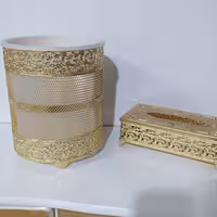 سطل و جا دستمال کاغذی فلزی توری